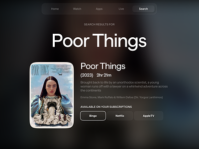 Improved search results for Smart TV digital movie product design streaming tv ui ux web