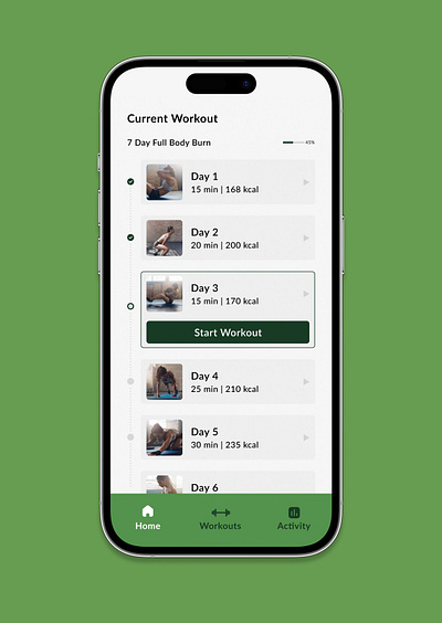 Daily Ui #062 - Workout of the Day 100daychallenge app daily ui 062 dailyui design exercise fitness fitness app mobile ui workout