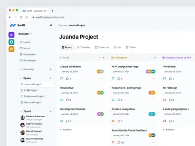 Swiftt - Project Management Dashboard blue clean dashboard design layout management management platform management task modern layout platform platform management task task management unique web app