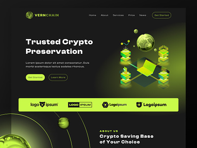Vernchain - Landing page for Crypto bitcoin blockchain cryptocurrency desktop ethereum figma figma community free file freebies invest landing landing page page ui ui design web