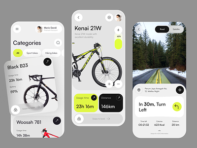 Smart Bike App Exploration activity android app bike bold branding clean design editorial fitness graphic design ios layout mobile sport time typography ui ux whitespace