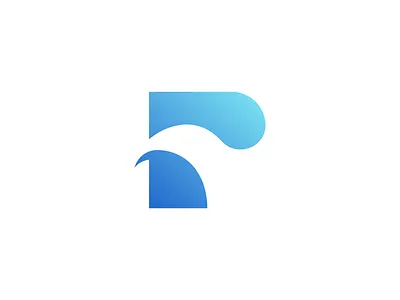 Letter P + Bird + Ocean Waves Logomark bird blue branding gradient icon letter p lettermark p logo design logomark mark minimal minimalist modern negative space ocean wave sea simple symbol visual identity waves