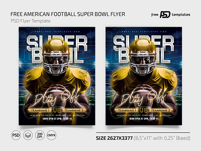 Free American Football Super Bowl Flyer PSD Template american american football flyer americanfootball design event flyer flyer design flyer template flyers football free freebie photoshop psd super bowl superbowl superbowl flyer superbowlflyer template templates