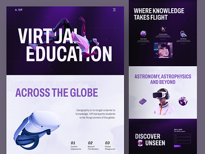 Aceit - Virtual Education website design education landing page landing page design minimal design mordern online course online teaching onlinelearning pixelean sahin mia ui uxui uxui design virtual vr education web design web site