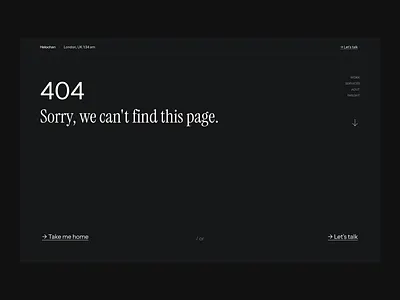 Helochan - 404 Personal Portfolio Template (Webflow & Framer) 404 agency awwward awwwards error footer framer layout minimal not found personal portfolio site studio template typography web web design webflow website