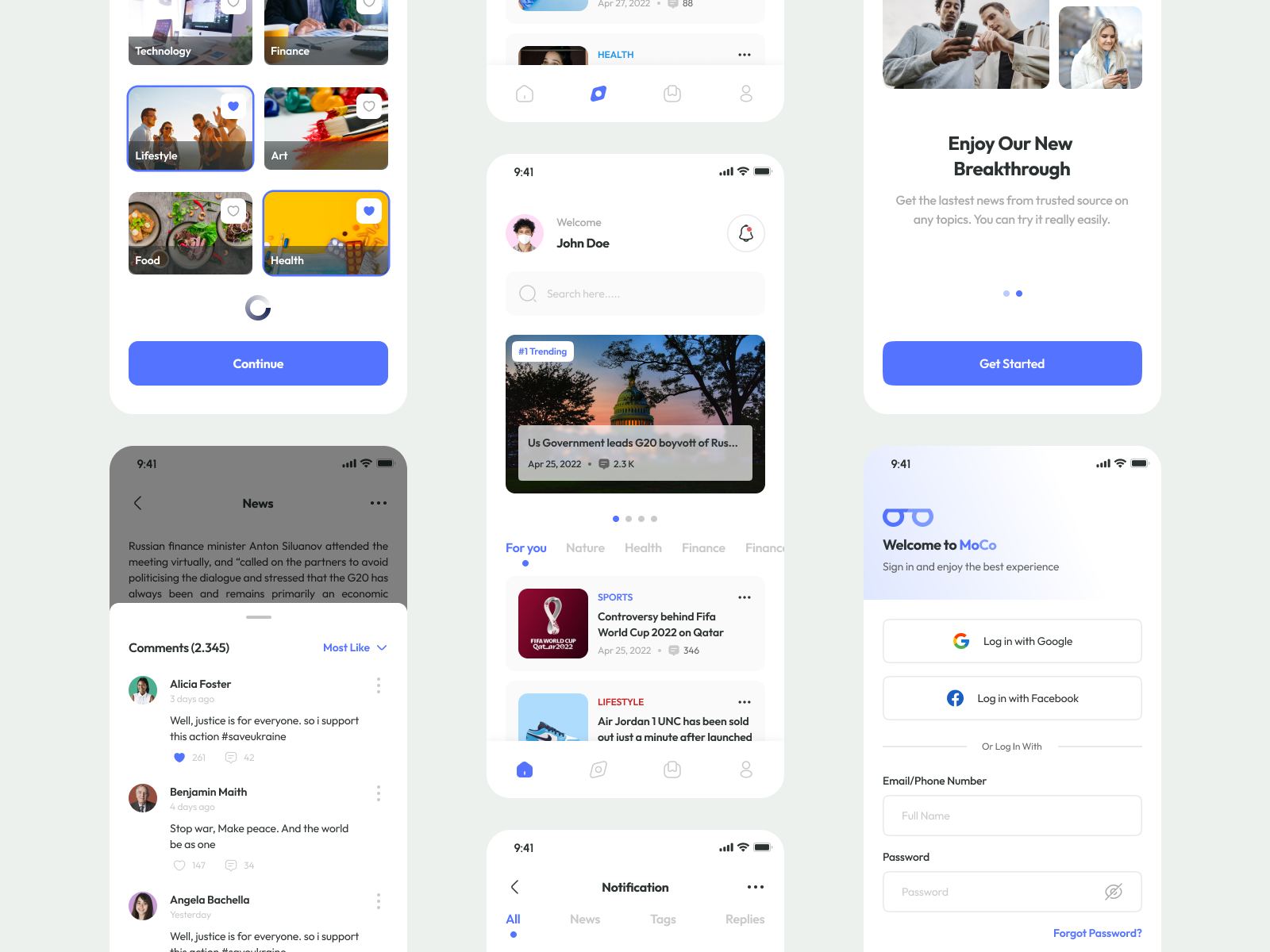 MoCo - News Mobile App UI Kit by Moni Studio on Dribbble