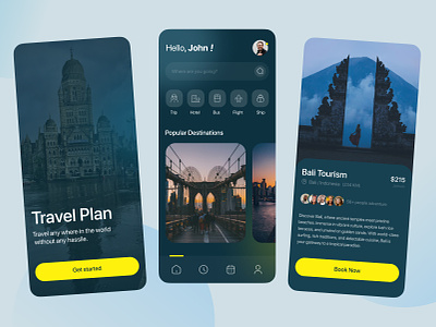 Travel App app blue book branding graphic design hotel minimal mobile tourism travel travel app trip ui ui design ux