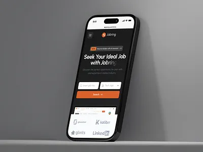 Jobring: Job Board App (Responsive Landing Page) android app board branding browser design illustration ios job landing page logo minimalist mobile opportunity responsive trending ui ux web website