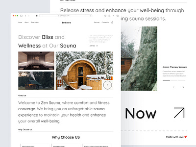 Zen Sauna landing page minimalist sauna ui web design