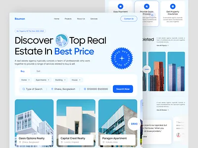 Real Estate Website v7 apartment branding buy digital banking house building landing page minimal design property real estate real estate agency rent sell ui ux visual interface web design web ui website website design