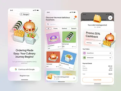 Mangan - Food Order App Design apps burger delivery culinary delivery service design ui food food delivery food order foods isometric mobile mobile design order order app orders pos pos system restaurant saas ui