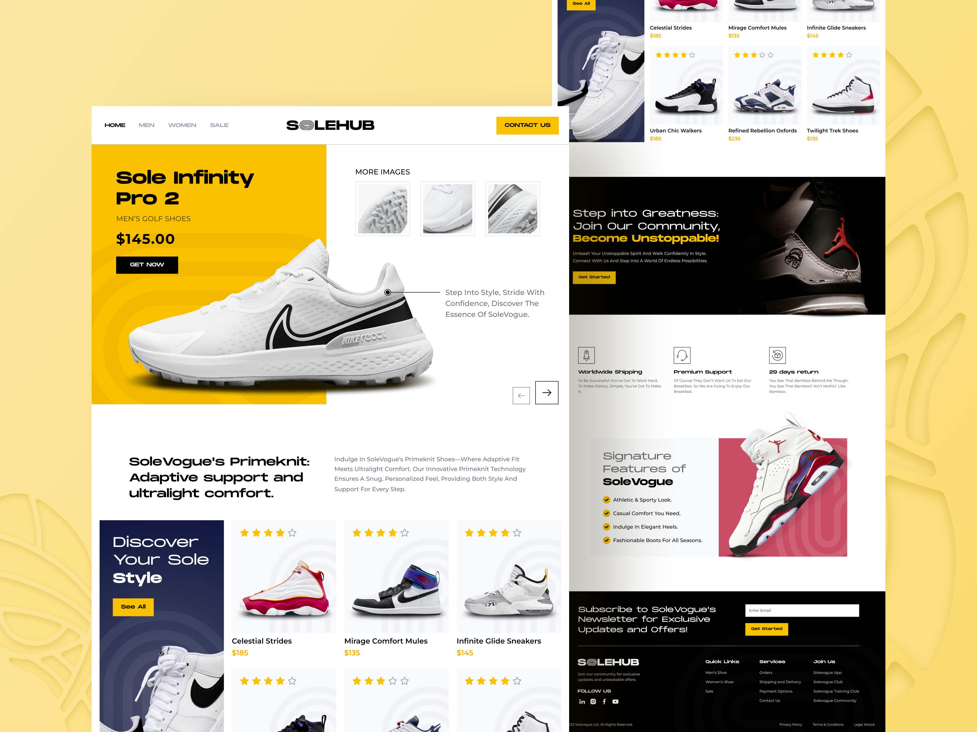 Solehub: Take a Style Step branding comfortinstyle design e commerce fashion footwear landingpage product shoes solehub sports sportsshoes style styleinspo ui ux web web design