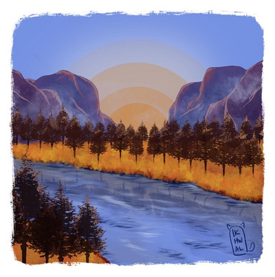 Mountain Sunrise landscape illustration