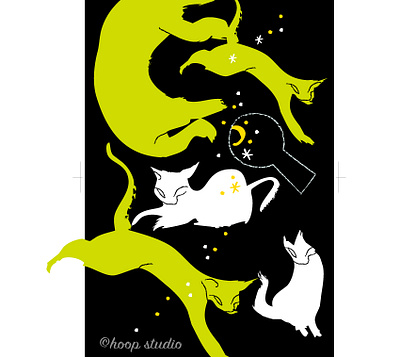 Cats having a cat meeting illustration