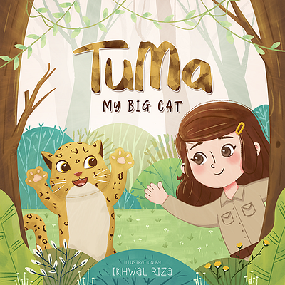 Book Cover "Tuma, My Big Cat" character design children children book children illustration