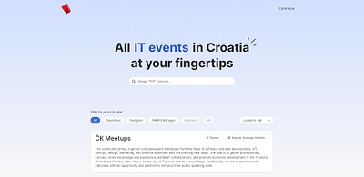 Cromeet.com | All IT meetups in Croatia at your fingertips aggregate animation clean croatia events framer meetups minimal saas