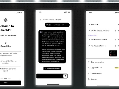 Chat GPT App animation app chat gpt design figma figma app figma design figma kit figma mobile apps figma prototyping figma ui kit mobile kit ui ui ux kit uiux uiux design xd xd design xd kit xhat gpt app