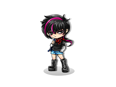 Chibi me! anime art character chibi cute drawing emo girl illustration manga myself portrait punk rock tomboy