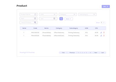 Product List screen ecommerce graphic design logo ui