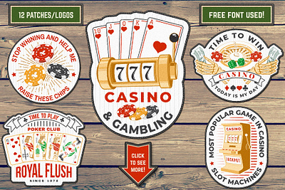 Casino & Gambling casino chance gambling game life logo patch poker slot machines sticker