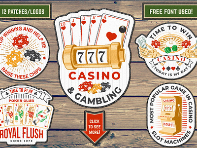 Casino & Gambling casino chance gambling game life logo patch poker slot machines sticker