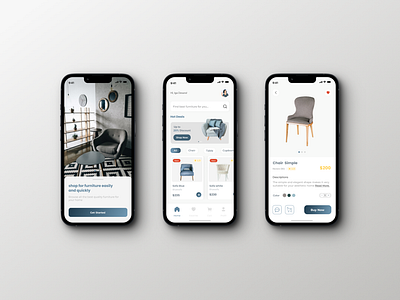 Funiture Mobile App app branding clean design furniture minimalist design mobile app ui