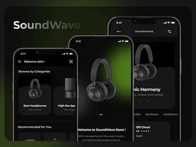 Audio Industry Ecommerce App animation app design application cart clean dark ui deck design ecommerce app flutter glassmorphism graphic design interface ios minimal online store prototype startup ui ux
