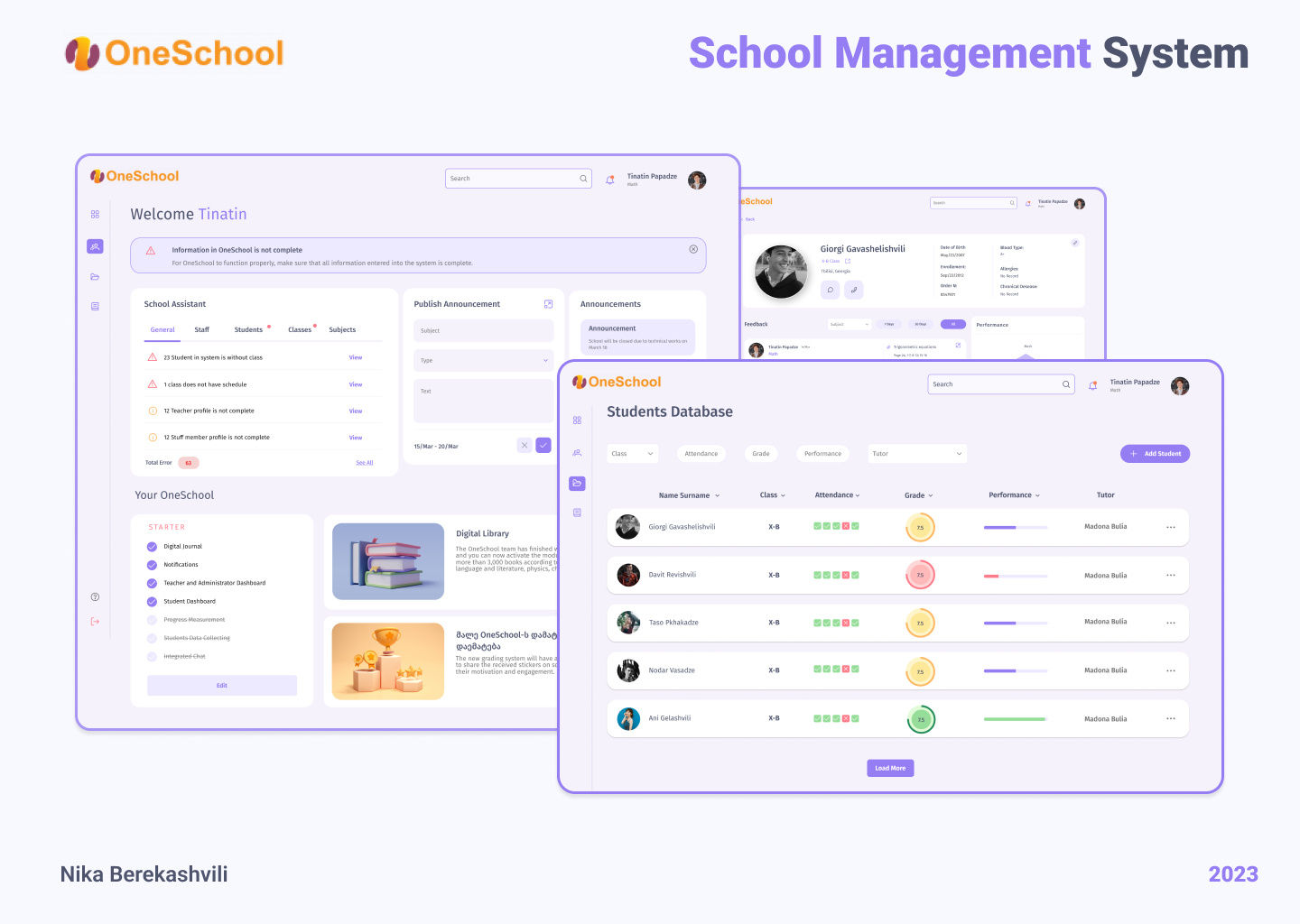 School Management System UI/UX by Nika Berekashvili on Dribbble
