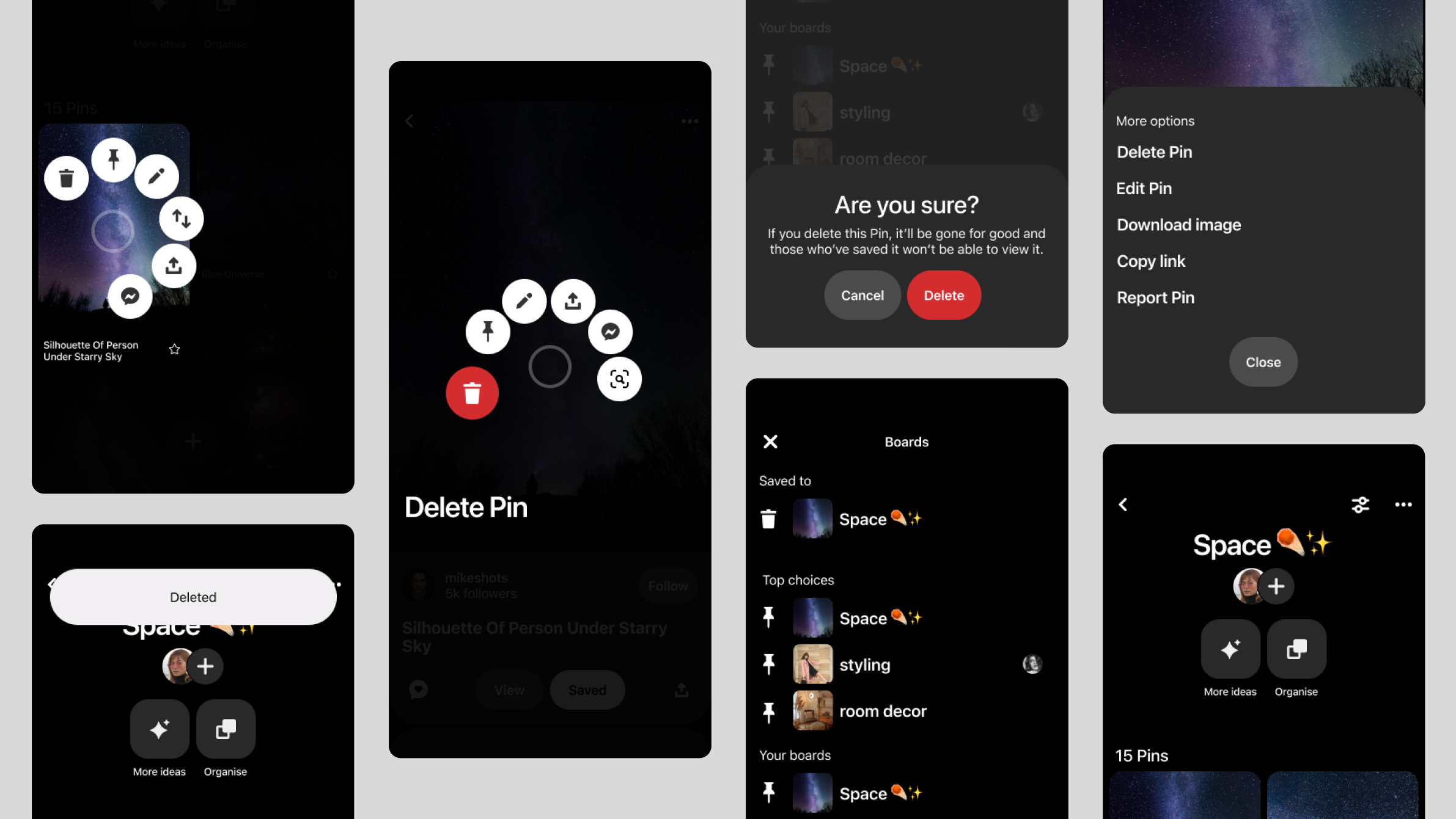 Redesigning Pinterest 's Delete Pin Flow case study delete delete flow mobile app mobile app redesign pinterest pinterest case study pinterest redesign redesign