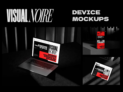 Visual Noir Dark Style - Device Mockup app branding graphic design mockup ui