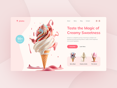 Jelato – Ice Cream and Gelato Shop Hero Section Figma Template figma figma template figma ui gelato homepage ice cream ice cream shop landing page peterdraw playful ui ui design ui ux user interface web design website website design