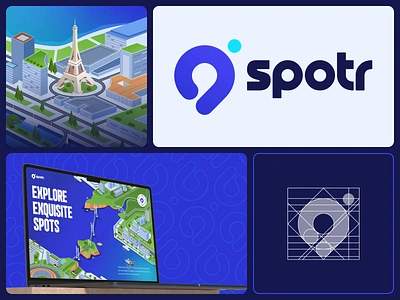 Spotr: Branding and Visual Identity ⚡️ agency animation blue branding clean design graphic design identity illustration ios landing page location logo mobile mockup orely photography studio ui ux design