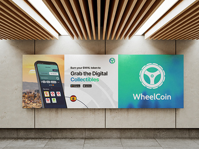 NFT digital collectibles banner design for WheelCoin web3 M2E banner banner design brand design branding collectible colourful design graphic design green mobility mobility move to earn nft post post design poster poster design social media token ui web3