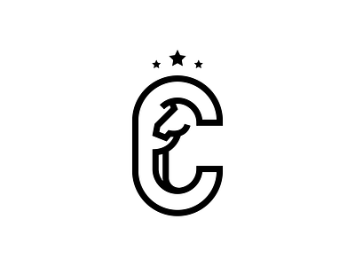 Initials C + Horse Logo brand branding c cloog horselogo illustration initialsc logo logos stalionlogo