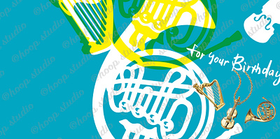 Illustration of musical instruments such as horns illustration