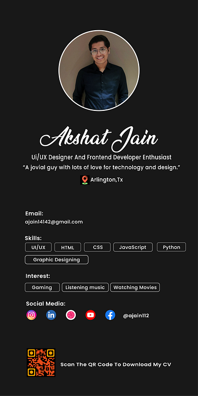 Elevate Your Impressions with Akshat Jain 🌟 adobe illustrator brand branding card cv design graphic design minicv namecard personalbranding ui