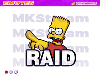 Twitch emotes the simpsons bart raid animated emotes anime bart cute design emote emotes homer illustration raid sub badge the simpsons twitch twitch emotes