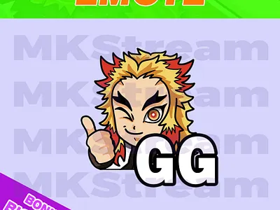Twitch emotes demon slayer rengoku gg animated emotes anime chibi cute demon slayer design emote emotes gg illustration kimetsu no yaiba rengoku sub badge twitch emotes
