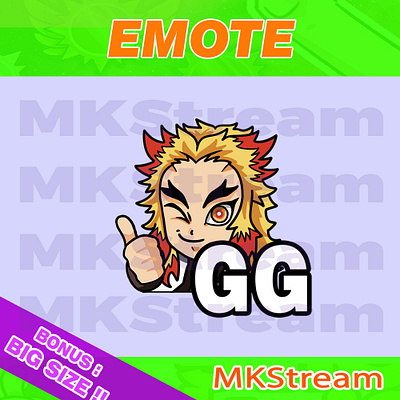 Twitch emotes demon slayer rengoku gg animated emotes anime chibi cute demon slayer design emote emotes gg illustration kimetsu no yaiba rengoku sub badge twitch emotes