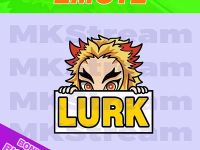 Twitch emotes demon slayer rengoku lurk animated emotes anime chibi cute demon slayer design emotes hashira illustration kimetsu no yaiba lurk emotes rengoku sub badge twitch emotes