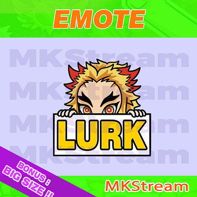 Twitch emotes demon slayer rengoku lurk animated emotes anime chibi cute demon slayer design emotes hashira illustration kimetsu no yaiba lurk emotes rengoku sub badge twitch emotes