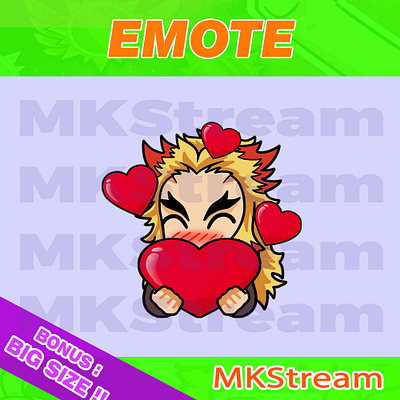 Twitch emotes demon slayer rengoku love animated emotes anime chibi cute demon slayer design emote emotes hashira illustration kimetsu no yaiba love emotes rengoku sub badge twitch emotes