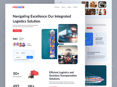 Logistics Company Landing Page cargo cargo service courier freight interface logistics logistics company logistics website packages parcel port ship shipment shipping shipping container tracking transporting truck web design website design