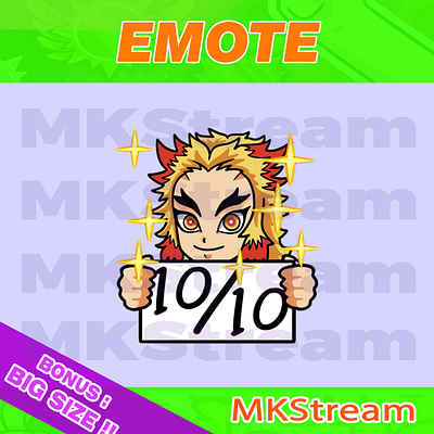 Twitch emotes demon slayer rengoku perfect score 10/10 animated emotes anime cute demon slayer design emote emotes illustration kimetsu no yaiba perfect emotes rengoku rengoku emotes sub badge twitch emotes