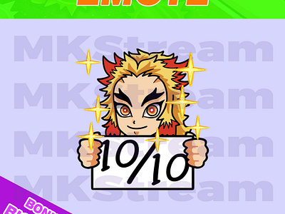 Twitch emotes demon slayer rengoku perfect score 10/10 animated emotes anime cute demon slayer design emote emotes illustration kimetsu no yaiba perfect emotes rengoku rengoku emotes sub badge twitch emotes