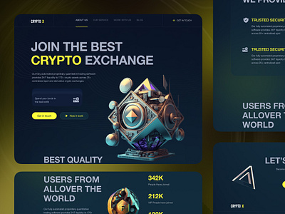 CRYPTO X Seamless Crypto Exchange Landing Page UI | Orbix Studio android marketplace