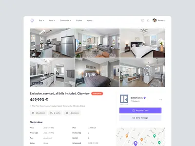 Property page agency apartment app listing map marketplace product design property property listing real estate real estate agency schedule tour web app web design