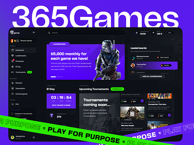 365Games: Gaming & Esports Platform branding esports esports dashboard esports design esports platform esports ui esports website gaming gaming dashboard gaming dashboard design gaming platform gaming ui mustafa kur ui