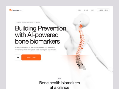 bonescreen - hero header exploration [2] 3d ai design health healthcare healthtech landingpage lightmode modern scan ui ui design ux website