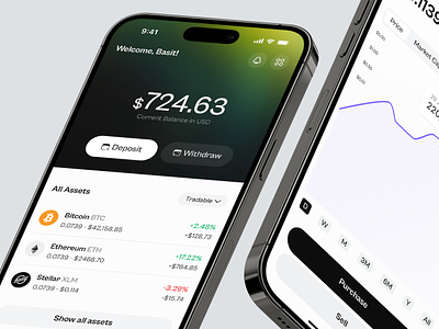 Tradecoin Wallet app design app application bitcoin crypto cryptocurrency finance fintech ios app market purchase trade trading app ui user interface ux wallet